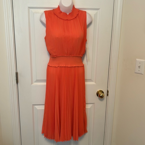 Nanette Lepore Coral Pleated Dress Size 8 - Picture 1 of 6